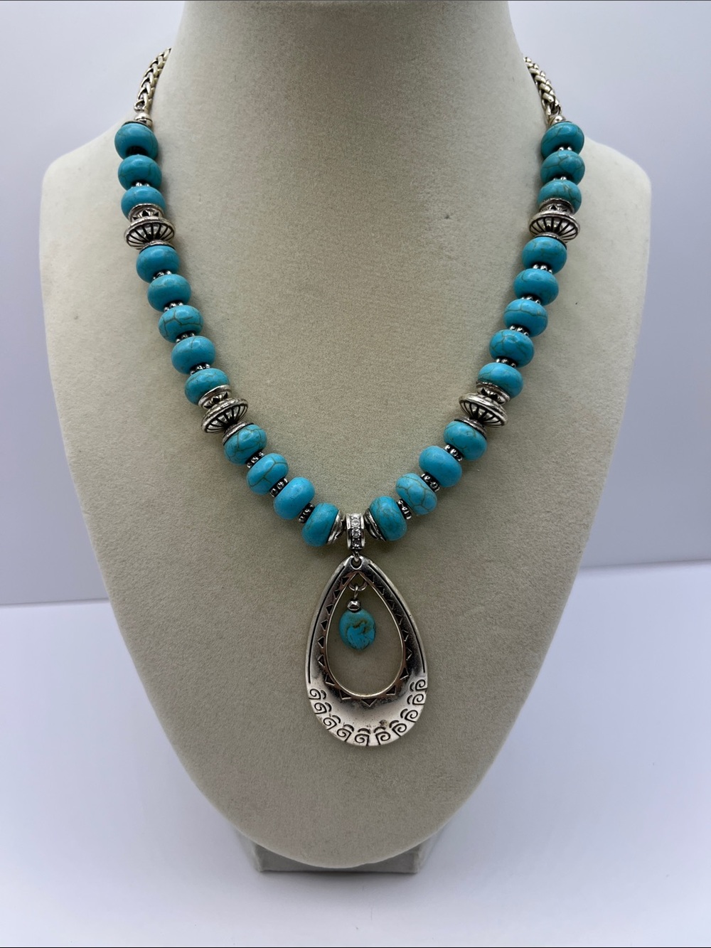 Brighton Santa Fe Collection Faux Turquoise Bead Necklace by Brighton Retired